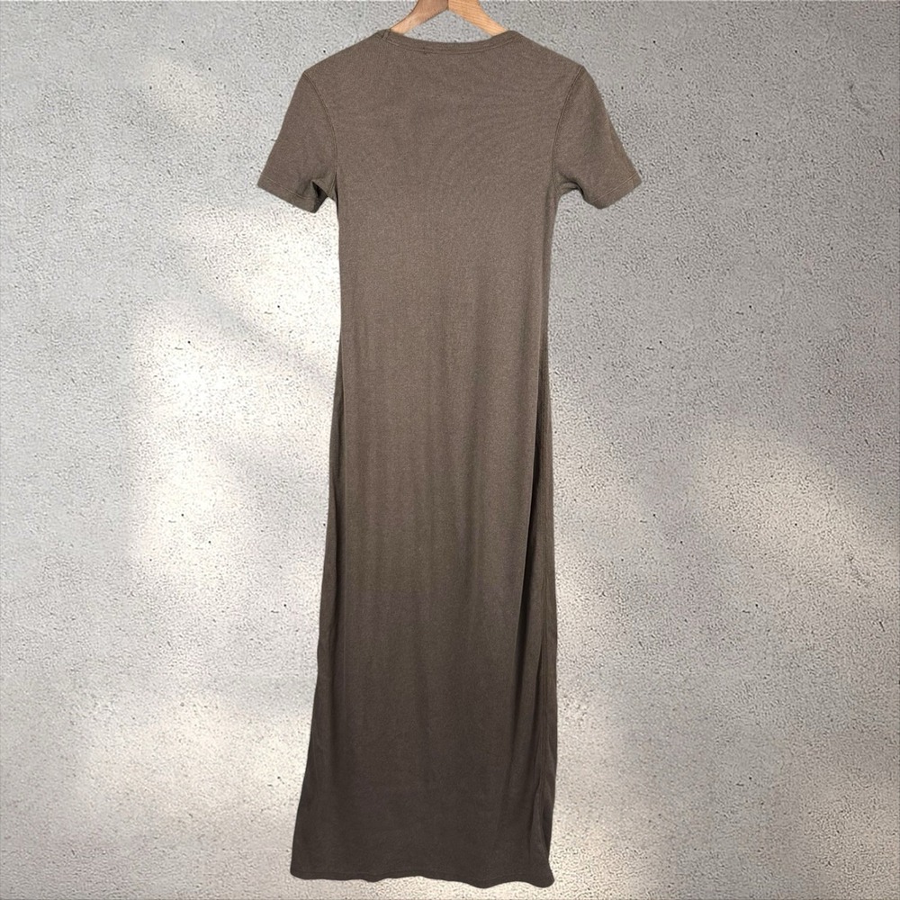 Buck Mason Surplus Ribbed Maxi Dress Marled Bay Leaf Organic Cotton Minimalist M - Picture 6 of 7